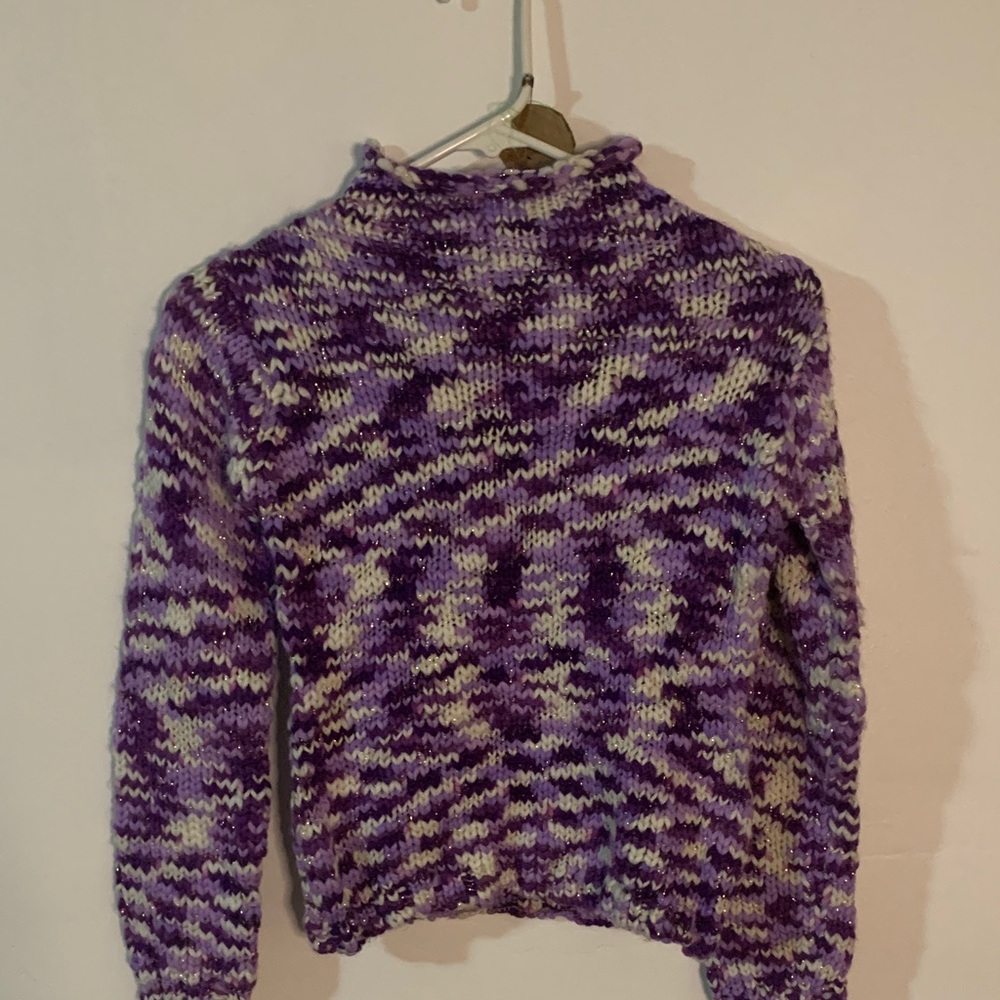Route 66 Purple and Cream Cowl Neck Sweater
